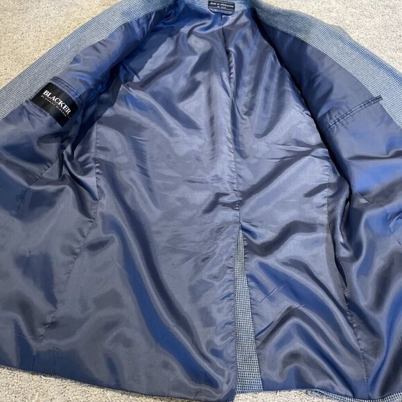 Vtg Stanley Blacker Silk Blend Sport Coat Blazer Mens 38 Short Gray Check Lined - Picture 9 of 16